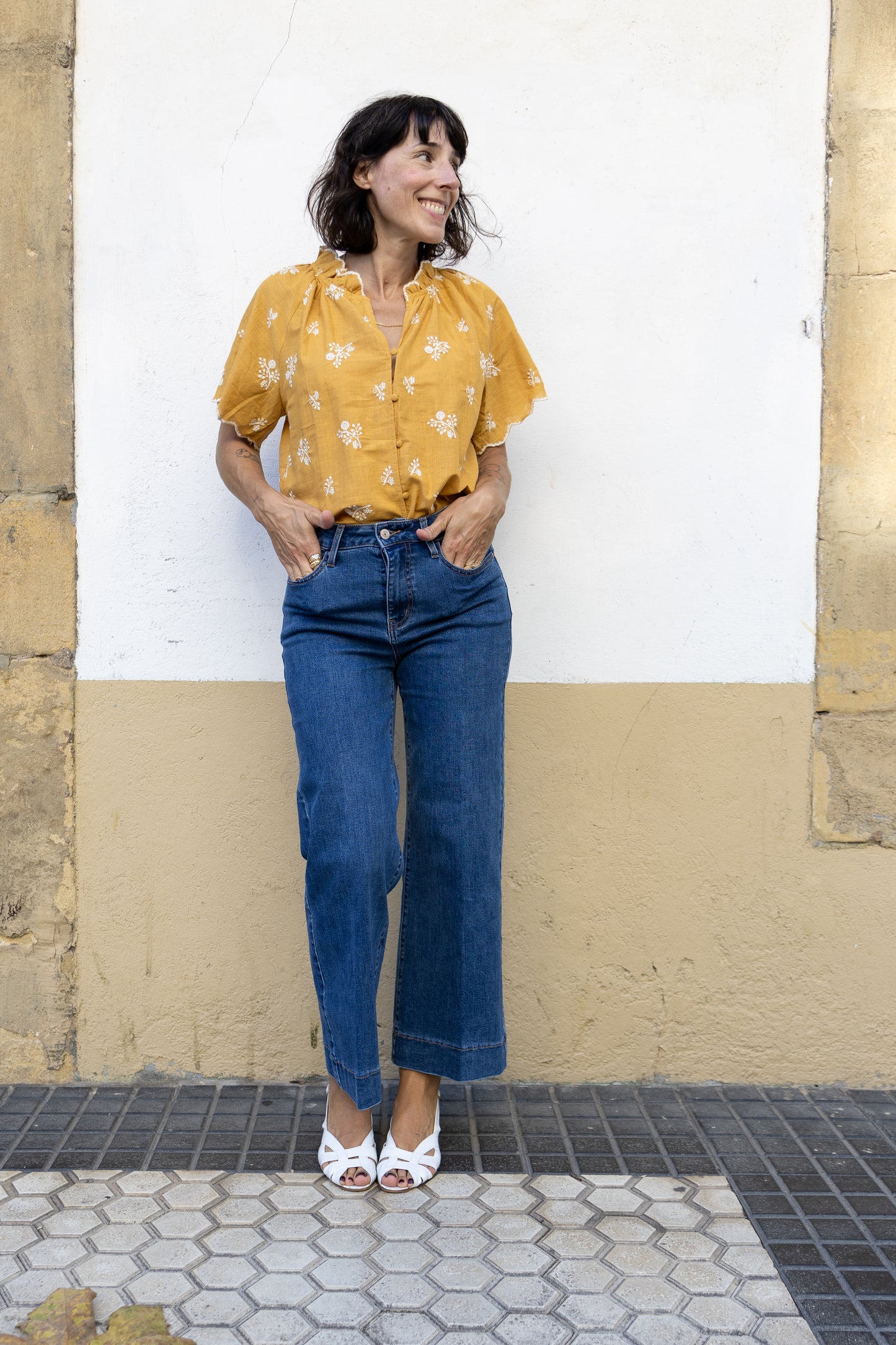 Blusa algodón Emilia mostaza