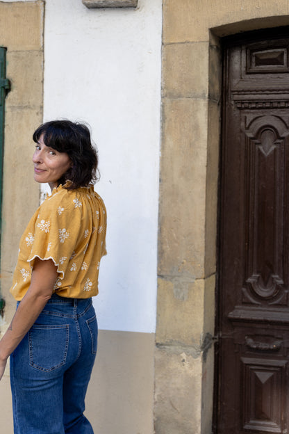 Blusa algodón Emilia mostaza