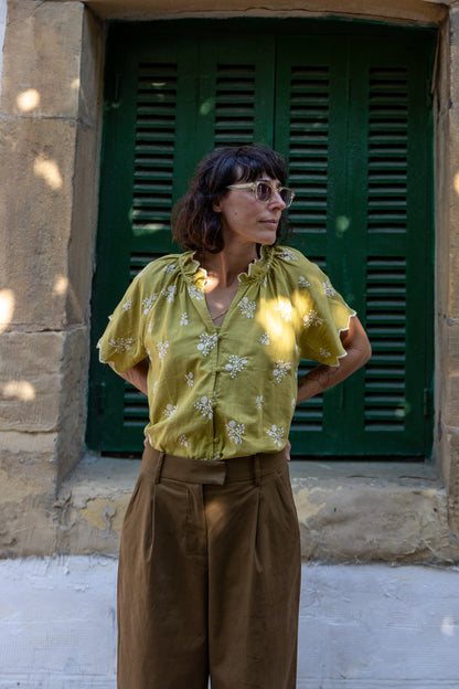 Blusa algodón Emilia pistacho