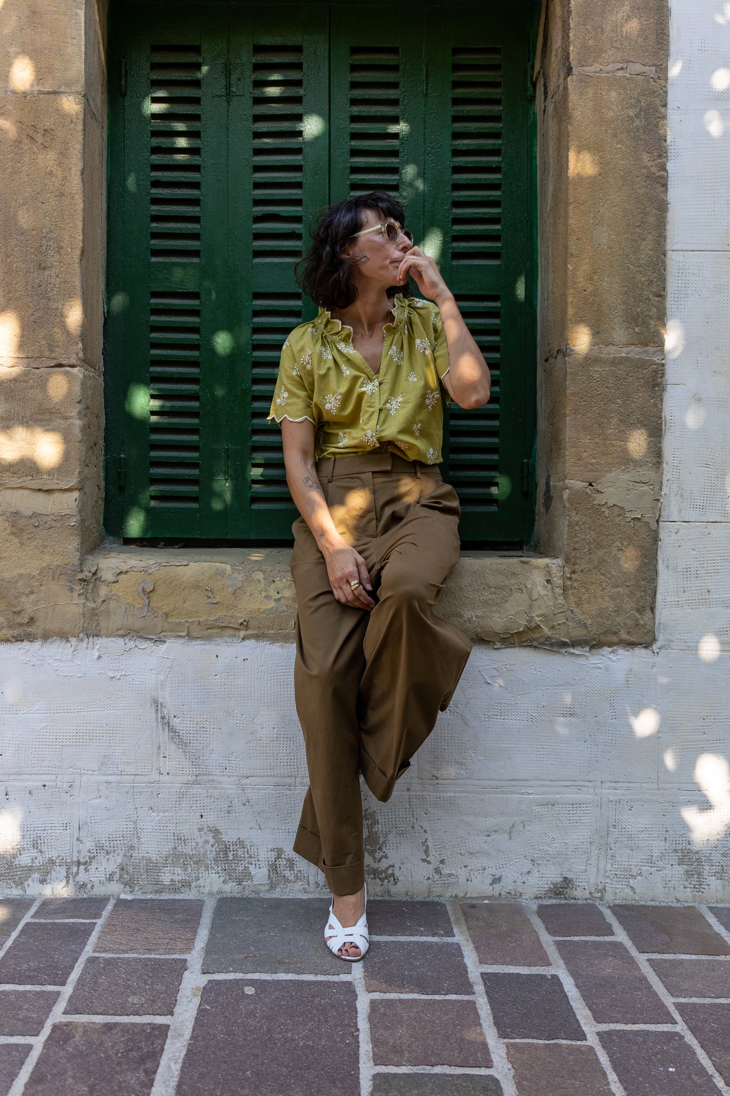 Blusa algodón Emilia pistacho