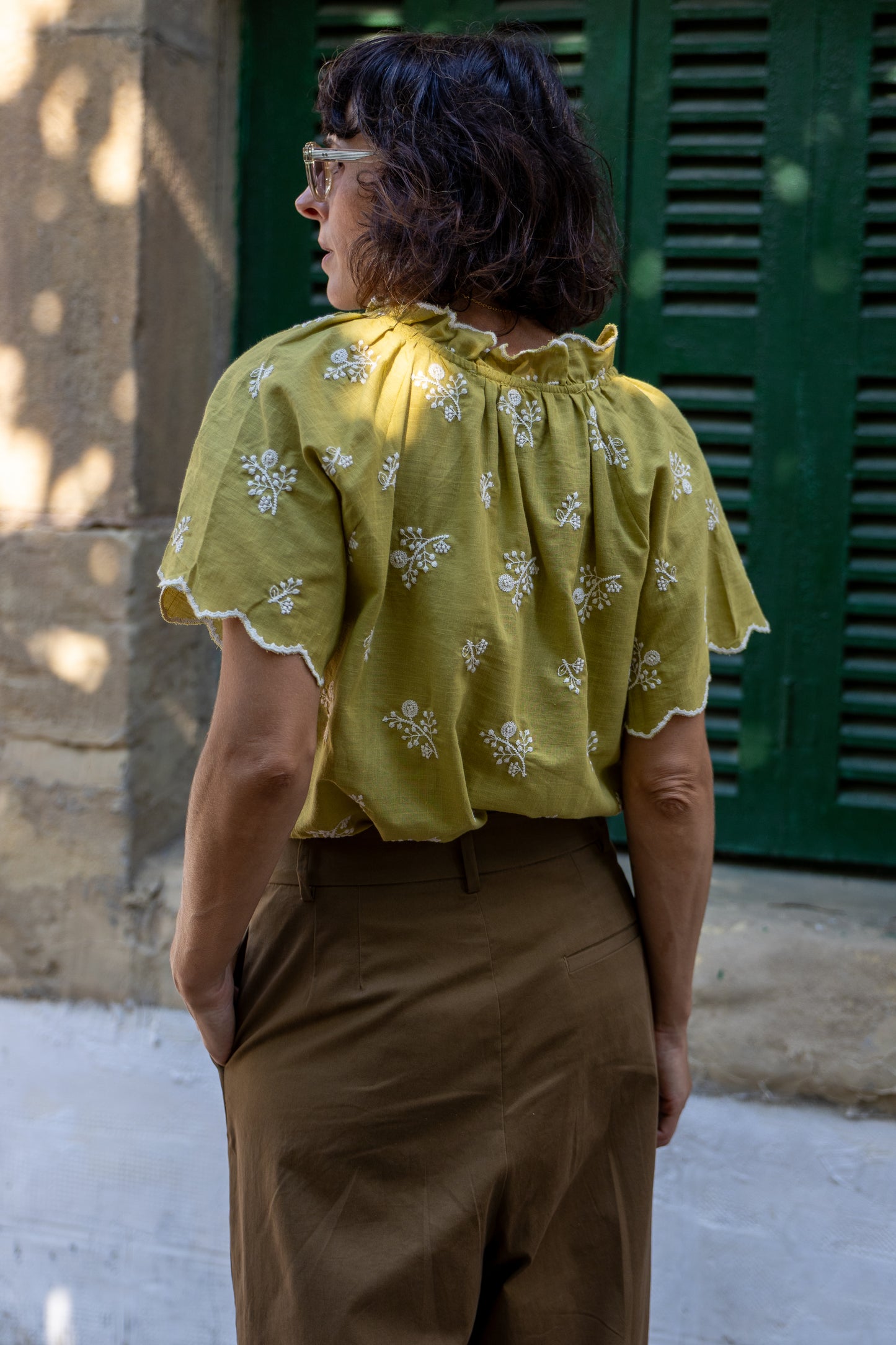 Blusa algodón Emilia pistacho