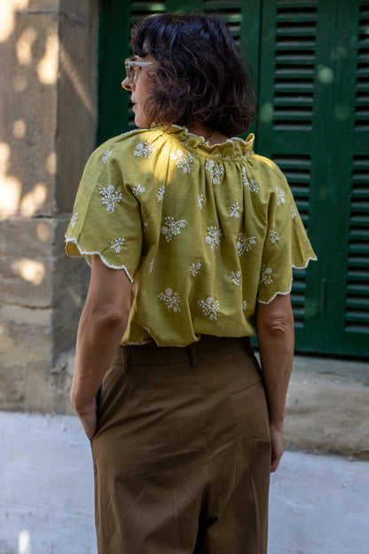 Blusa algodón Emilia pistacho