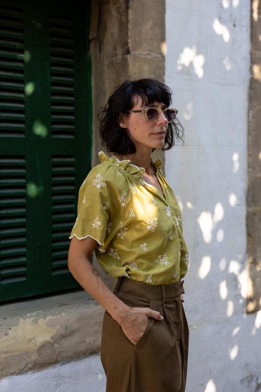 Blusa algodón Emilia pistacho