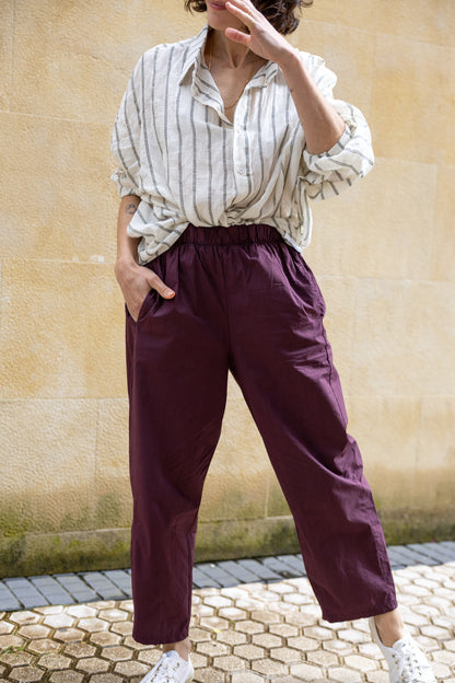 Pantalón algodón Petra vino