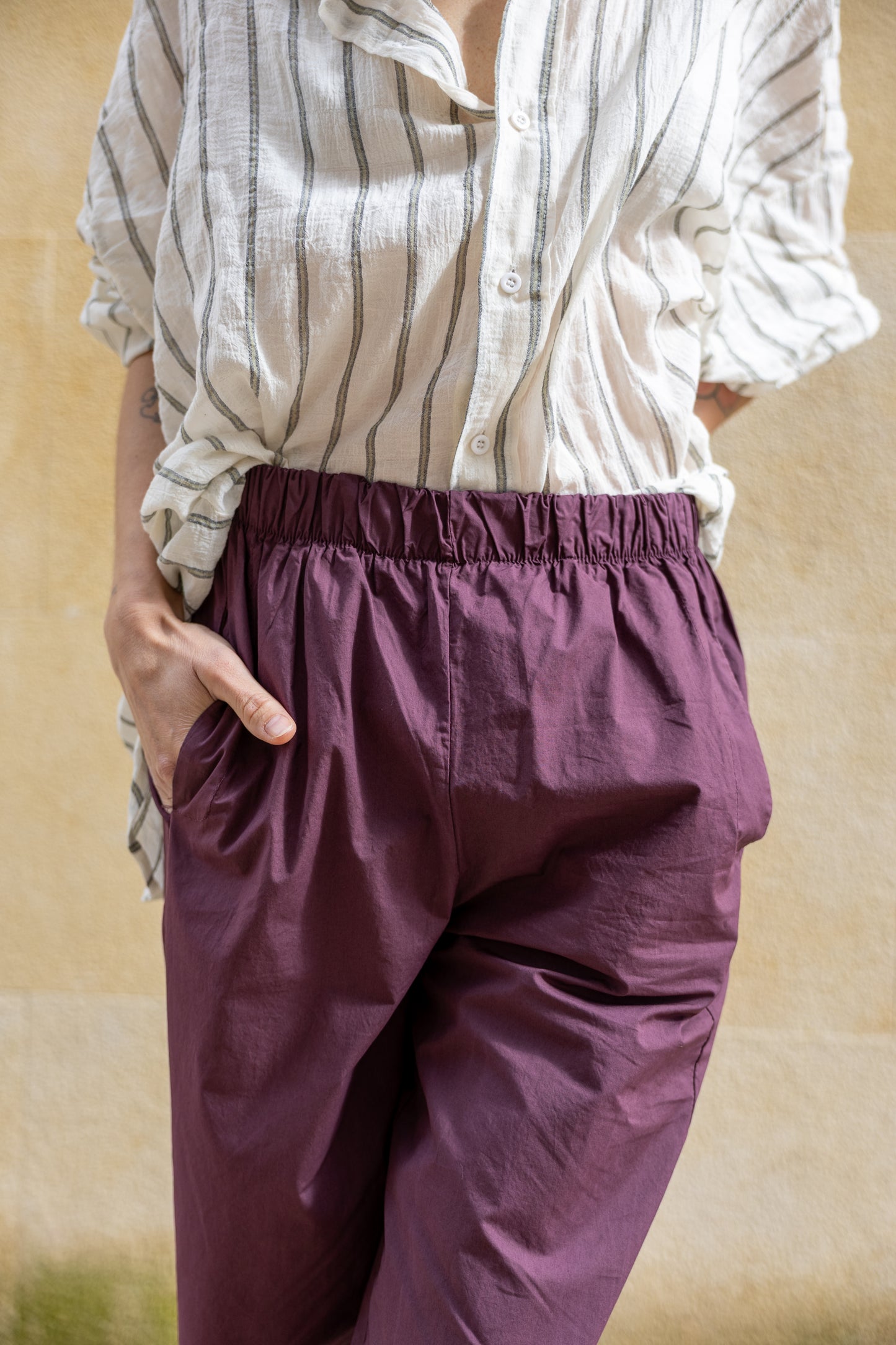 Pantalón algodón Petra vino