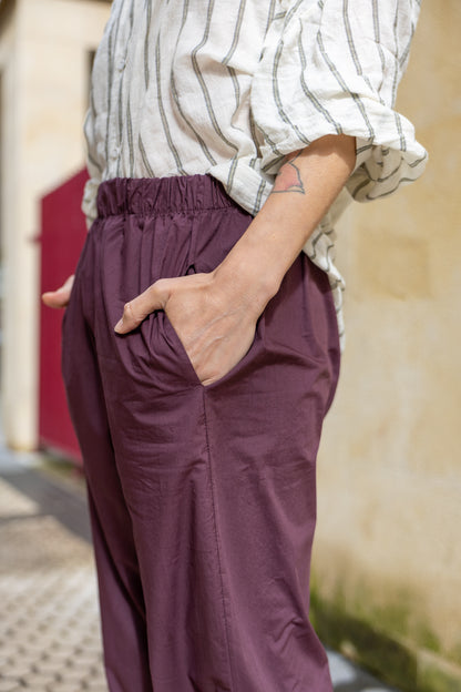 Pantalón algodón Petra vino