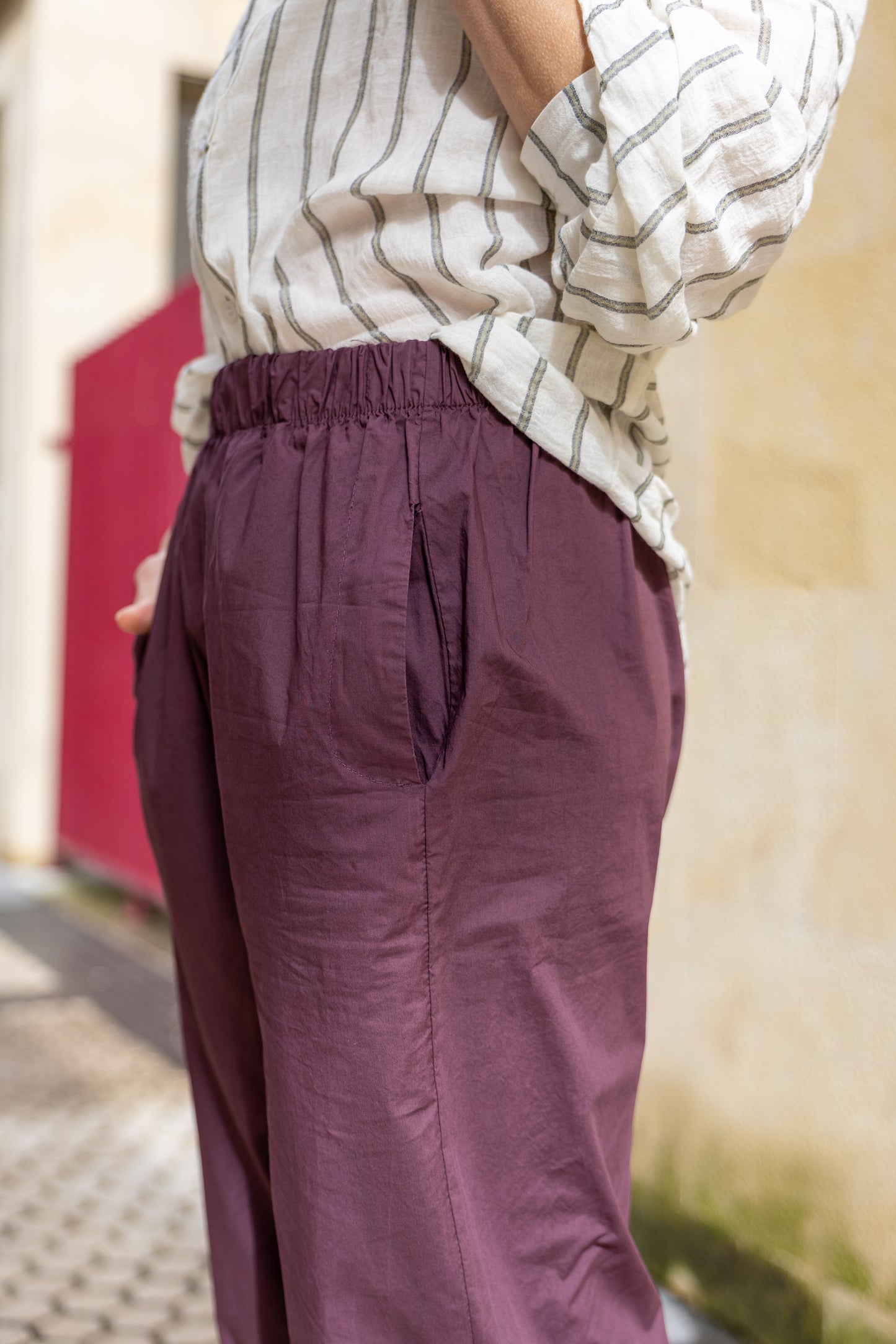 Pantalón algodón Petra vino