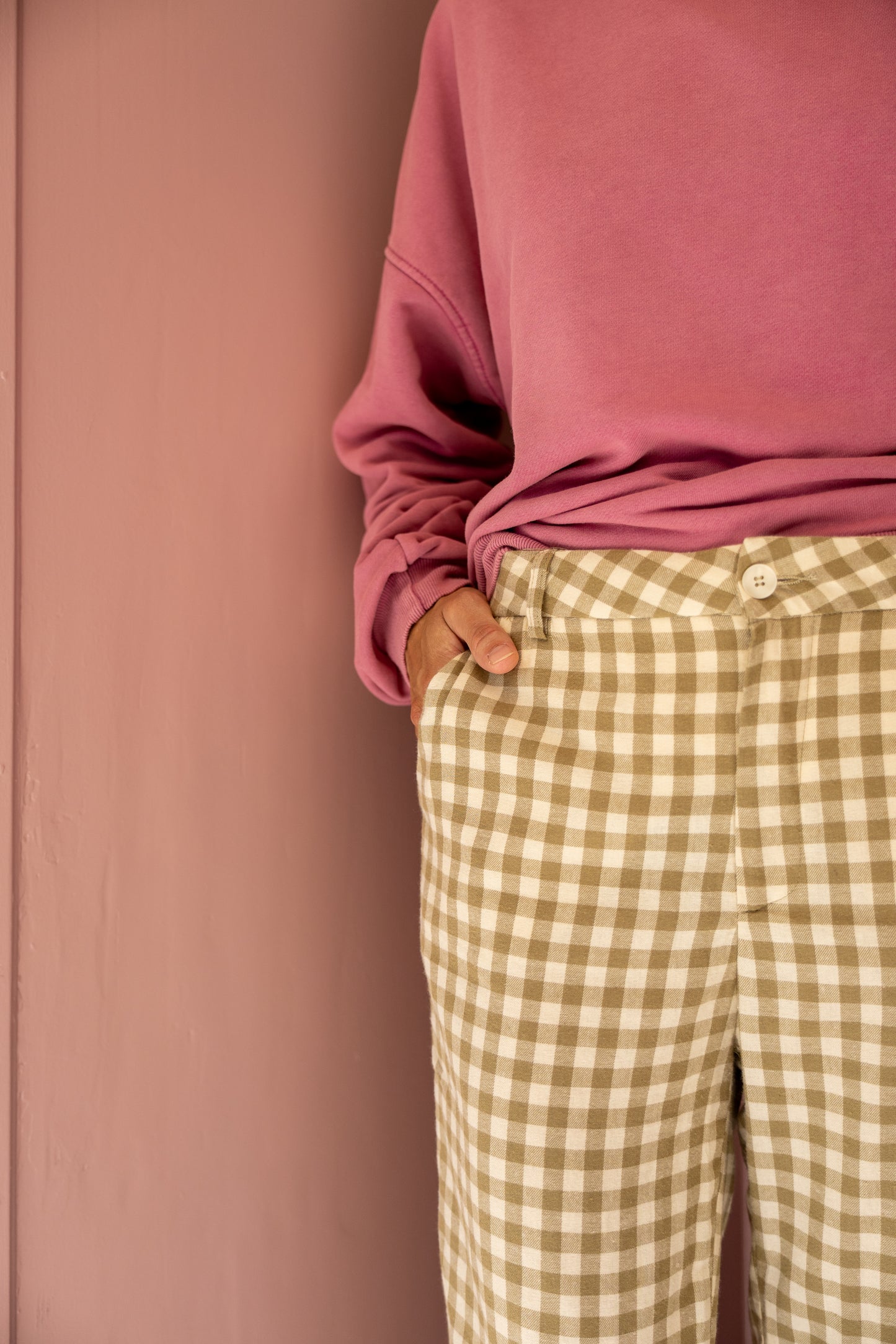 Pantalón vichy Ane oliva