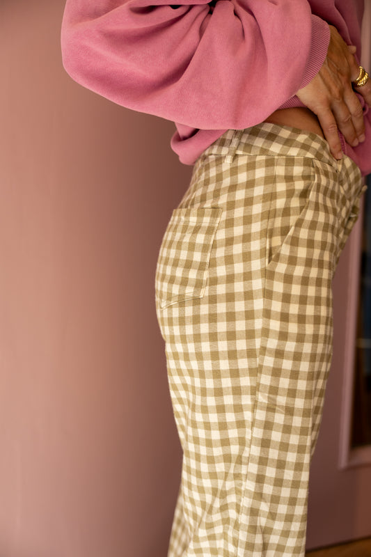 Pantalón vichy Ane oliva