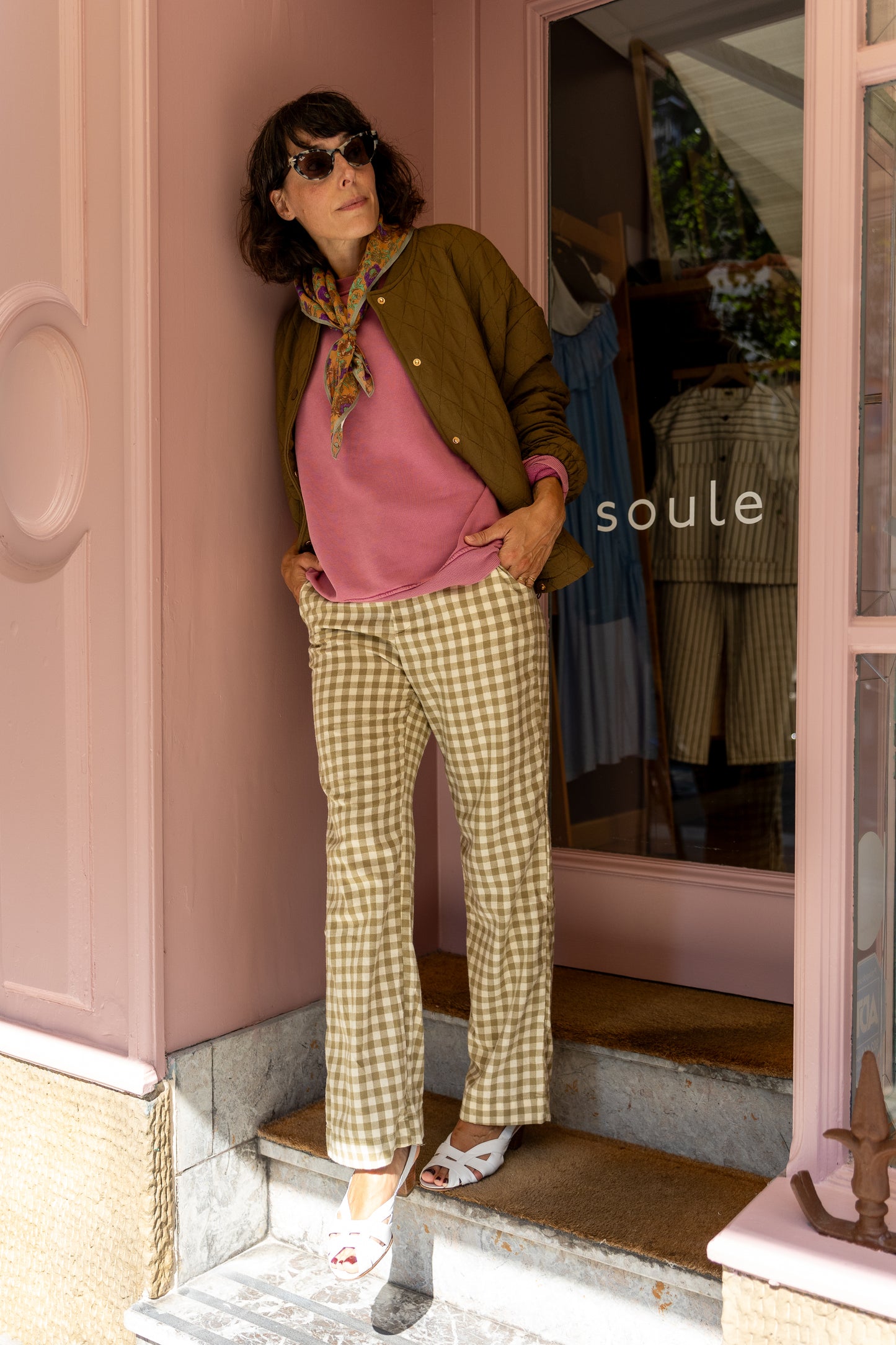 Pantalón vichy Ane oliva